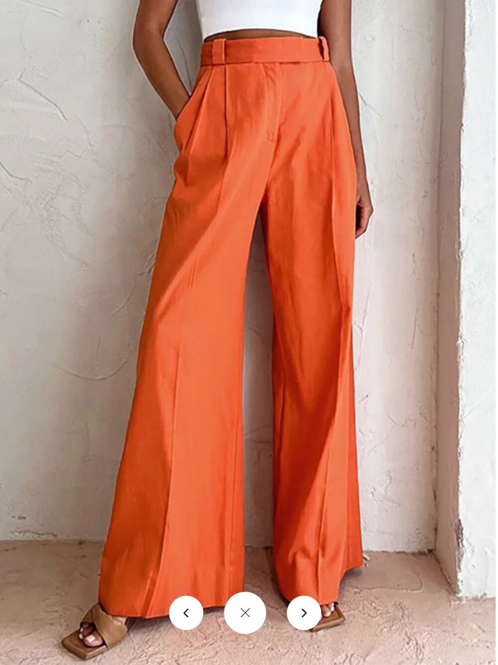 NWT Commense Relaxed Fit Vitamin C Linen Cotton Wide Leg Pants Sz M